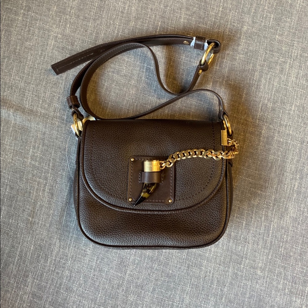 NWT Michael kors brown leather saddle bag